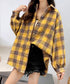 オーバーサイズ チェックシャツレディース ゆったりシャツカーディガン ボリューム袖 カジュアル チュニックシャツ ドロップショルダー長袖羽織り 春秋ライトアウター 86CHENXINI-008