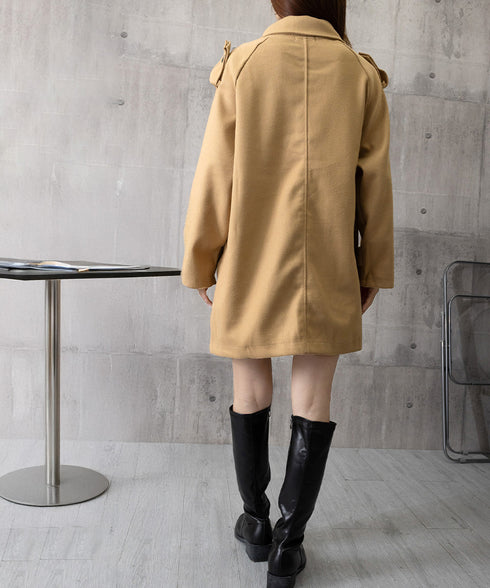 ダブルブレストトレンチコートミディアム丈 おしゃれ Aラインコート レディース スタンドカラーコートミドル丈 きれいめ 着やせ ライトアウター春秋 軽量 通勤通学 86CHENXINI-009