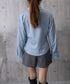 長袖ラップブラウス カシュクール春服秋服 レディース ストライプ柄ブラウス ウエストマーク ペプラムシャツブラウス襟付き 着やせトップス Vネックシャツ おしゃれ 86CHENXINI-010