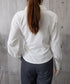 長袖ラップブラウス カシュクール春服秋服 レディース ストライプ柄ブラウス ウエストマーク ペプラムシャツブラウス襟付き 着やせトップス Vネックシャツ おしゃれ 86CHENXINI-010