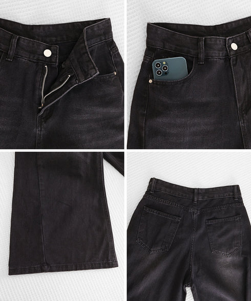 ヴィンテージデニムトパンツ ハイウエスト ケミカルウォッシュ バギーデニムパンツレディース ワイドデニム 古着風ルーズデニム 韓国風ジーンズ 美脚脚長パンツ色落ち 86CHENXINI-015