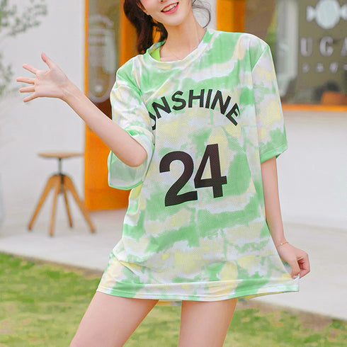 ラッシュガード付き ビキニ水着3点セット スイムウェア ショートパンツ スポーツブラ ラッシュガード 体型カバー水着 日焼け防止 着やせフィットネス水着 UV対策 86DSFS-001