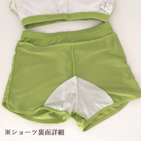 ラッシュガード付き ビキニ水着3点セット スイムウェア ショートパンツ スポーツブラ ラッシュガード 体型カバー水着 日焼け防止 着やせフィットネス水着 UV対策 86DSFS-001