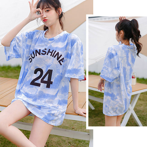 ラッシュガード付き ビキニ水着3点セット スイムウェア ショートパンツ スポーツブラ ラッシュガード 体型カバー水着 日焼け防止 着やせフィットネス水着 UV対策 86DSFS-001