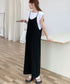 オールインワン サロペットパンツ 韓国風 ワイドパンツ レディース 着やせ オーバーオールパンツ ポケット付き キャミ サロペット ハイウエスト 体型カバーパンツ 86DUOB-001