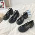 ローファー 黒 おでこ靴 厚底 パンプス レディース エナメル ドレスシューズ 痛くない ストラップ 靴 太ヒール 厚底ローファー 美脚 歩きやすい コスプレ衣装 86DUOYA-001