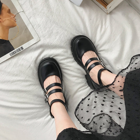 ローファー 黒 おでこ靴 厚底 パンプス レディース エナメル ドレスシューズ 痛くない ストラップ 靴 太ヒール 厚底ローファー 美脚 歩きやすい コスプレ衣装 86DUOYA-001
