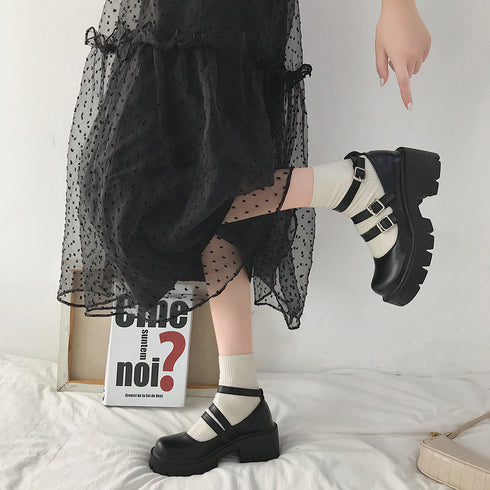 ローファー 黒 おでこ靴 厚底 パンプス レディース エナメル ドレスシューズ 痛くない ストラップ 靴 太ヒール 厚底ローファー 美脚 歩きやすい コスプレ衣装 86DUOYA-001