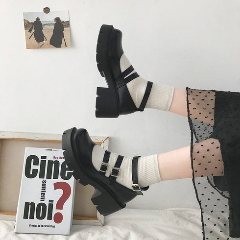 ローファー 黒 おでこ靴 厚底 パンプス レディース エナメル ドレスシューズ 痛くない ストラップ 靴 太ヒール 厚底ローファー 美脚 歩きやすい コスプレ衣装 86DUOYA-001