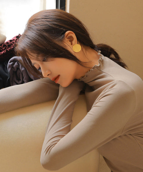 メロウトップス 重ね着ハイネックインナー トップス レディース きれいめ レイヤード ピーチ起毛インナー プチプラ 韓国ファッション カットソーオフィスカジュアル 86FS-001