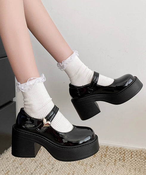 厚底ローファー韓国風 レディース美脚くつ 太ヒールパンプス 歩きやすい 厚底シューズ チャンキーヒール PUレザー靴 疲れない おしゃれ ドレスシューズ メイド靴 86GCHUANG-001