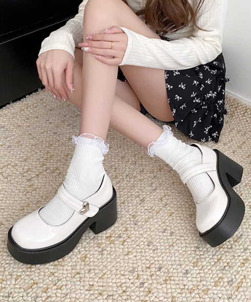 厚底ローファー韓国風 レディース美脚くつ 太ヒールパンプス 歩きやすい 厚底シューズ チャンキーヒール PUレザー靴 疲れない おしゃれ ドレスシューズ メイド靴 86GCHUANG-001