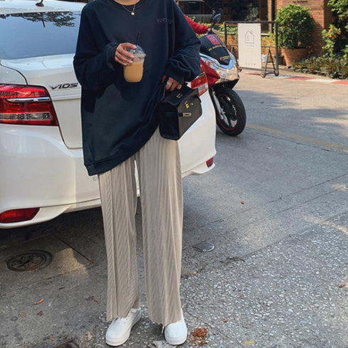 プリーツパンツ セルフカットワイドパンツ レディース ハイウエスト ストレートパンツ 体型カバーイージーパンツ 着やせ ロングパンツ ウエストゴム ボトムス 無地 86HANSHU-001