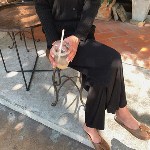 プリーツパンツ セルフカットワイドパンツ レディース ハイウエスト ストレートパンツ 体型カバーイージーパンツ 着やせ ロングパンツ ウエストゴム ボトムス 無地 86HANSHU-001