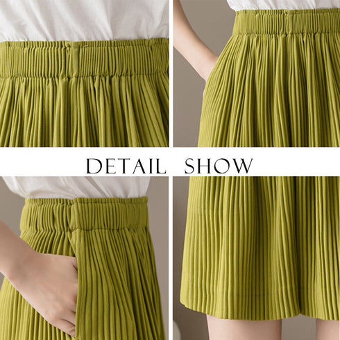 レディース ハイウエスト ハーフパンツ プリーツ ショートパンツ 春夏 ウエストゴム カジュアルパンツ 着やせ ゆったり ワイド ショーパン リラックス 短パン 86HANSHU-002