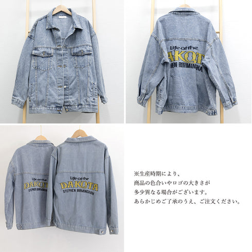 デニムジャケット レディース バックロゴ 刺しゅう デニムコート 体型カバー 春秋冬 アウター ゆったり 英字プリント Gジャン オシャレ カジュアルトップス 86HANYAM-001
