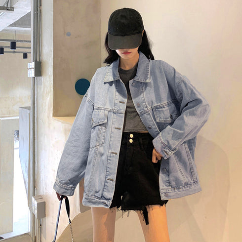 デニムジャケット レディース バックロゴ 刺しゅう デニムコート 体型カバー 春秋冬 アウター ゆったり 英字プリント Gジャン オシャレ カジュアルトップス 86HANYAM-001