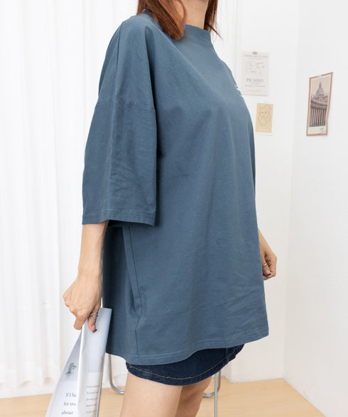 ビッグシルエットロゴtシャツ レディース 英字プリントtシャツ 体型カバー ドロップショルダー おしゃれ 着やせトップスカジュアル チュニックtシャツ 半袖韓国風 86HJHY-002