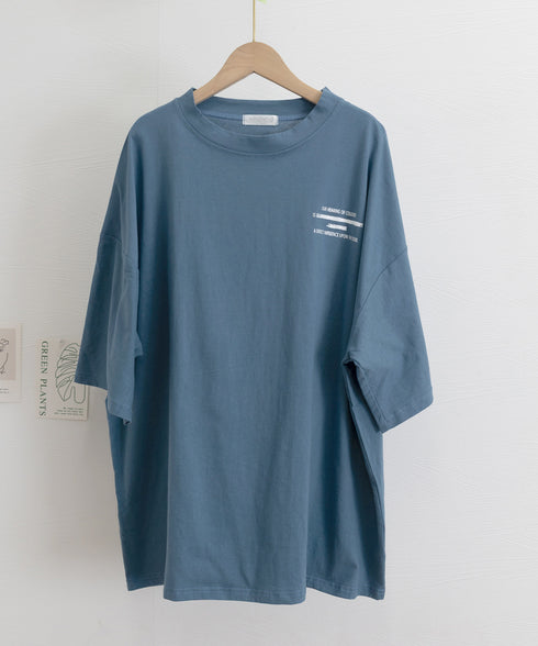 ビッグシルエットロゴtシャツ レディース 英字プリントtシャツ 体型カバー ドロップショルダー おしゃれ 着やせトップスカジュアル チュニックtシャツ 半袖韓国風 86HJHY-002