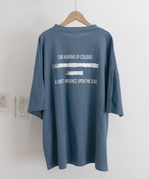 ビッグシルエットロゴtシャツ レディース 英字プリントtシャツ 体型カバー ドロップショルダー おしゃれ 着やせトップスカジュアル チュニックtシャツ 半袖韓国風 86HJHY-002