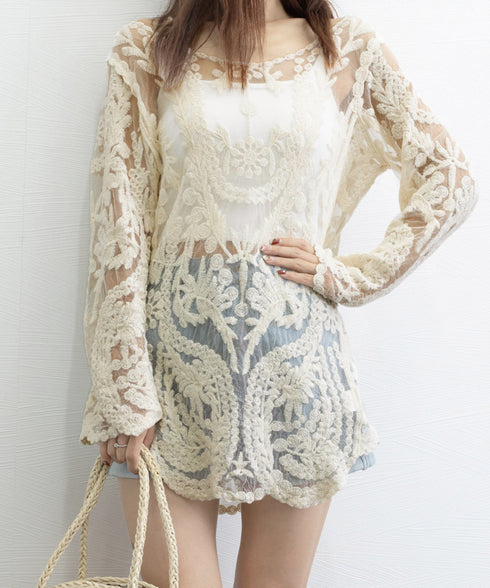 水着アウター 透かし編みビーチウェア夏海 レディース 日焼け防止 ビキニカバーアップ 水着の上に着るラッシュガード クロシェ編み込み リゾートブラウス 体型カバー 86HONGXUAN-001