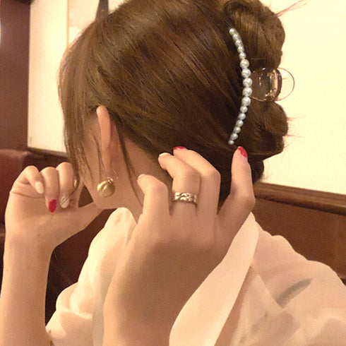 バンスクリップ 可愛い ヘアクリップ バンスクリップ 可愛い ヘアクリップ ヘアアクセサリー おしゃれ 髪飾り フェイクパール ワニクリップ 大きめ 86HXIAN-001