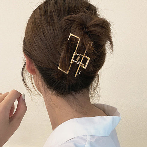 ヘアクリップ ゴールド バンスクリップ シンプル メタルクリップ お出かけ用 ヘアアレンジ しっかり挟める 髪留め 韓国風髪飾り 幾何学模様 ヘアアクセサリー 86HXIAN-002