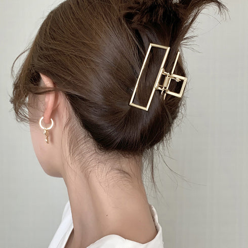 ヘアクリップ ゴールド バンスクリップ シンプル メタルクリップ お出かけ用 ヘアアレンジ しっかり挟める 髪留め 韓国風髪飾り 幾何学模様 ヘアアクセサリー 86HXIAN-002