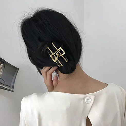 ヘアクリップ ゴールド バンスクリップ シンプル メタルクリップ お出かけ用 ヘアアレンジ しっかり挟める 髪留め 韓国風髪飾り 幾何学模様 ヘアアクセサリー 86HXIAN-002