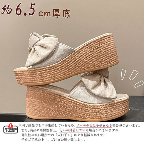 厚底サンダル レディース ウエッジソール サマー リボンサンダル リゾートサンダル 歩きやすい ヒールサンダル 痛くない 美脚シューズ コンフォート おしゃれ4色 86JIANL-002