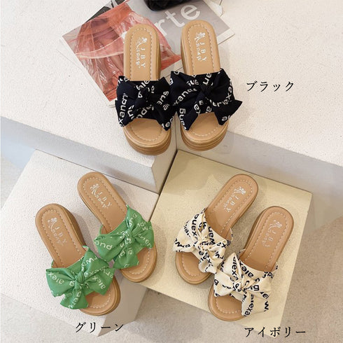 厚底サンダル ウエッジソール 韓国風 蝶結び リゾートサンダル らくちん ヒールサンダル レディース 歩きやすい サマーサンダル 痛くない 美足サンダル 夏海 86JIANL-022