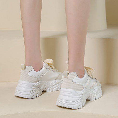 厚底 ダッドスニーカーレディースシューズ 韓国風 ボリューム厚底スニーカー 黒カジュアル スポーティー 美脚 疲れにくい プラットフォーム 歩きやすい靴 春夏秋冬 86JIANL-026