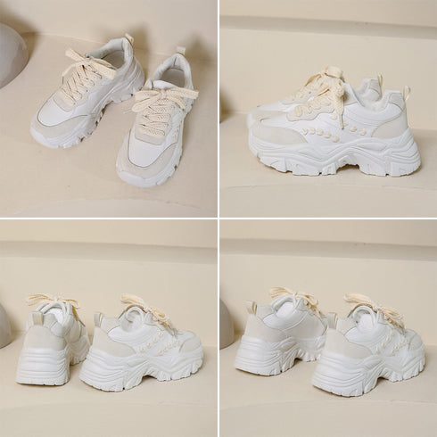 厚底 ダッドスニーカーレディースシューズ 韓国風 ボリューム厚底スニーカー 黒カジュアル スポーティー 美脚 疲れにくい プラットフォーム 歩きやすい靴 春夏秋冬 86JIANL-026