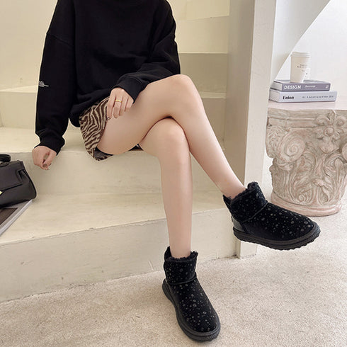 ムートンブーツ 裏起毛 ショートブーツ オシャレ ムートンシューズ 履きやすい フラットヒール 防寒 ブーティ カジュアル靴 もこもこ フェイクムートン 86JIANL-027