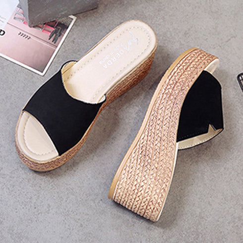 ウェッジソール 厚底サンダル 履きやすい レディース コンフォートサンダル 痛くない ミュールサンダル 歩きやすい ジュート風サンダル おしゃれカジュアルシューズ 86JIANL-030