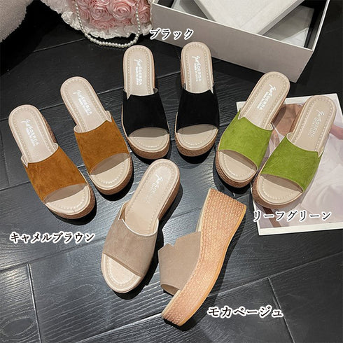 ウェッジソール 厚底サンダル 履きやすい レディース コンフォートサンダル 痛くない ミュールサンダル 歩きやすい ジュート風サンダル おしゃれカジュアルシューズ 86JIANL-030