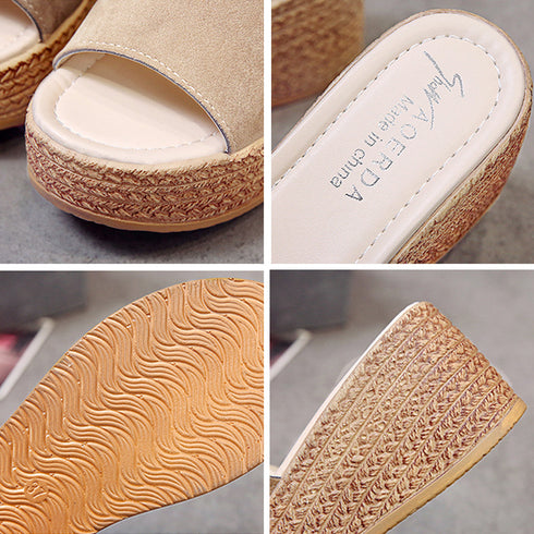 ウェッジソール 厚底サンダル 履きやすい レディース コンフォートサンダル 痛くない ミュールサンダル 歩きやすい ジュート風サンダル おしゃれカジュアルシューズ 86JIANL-030