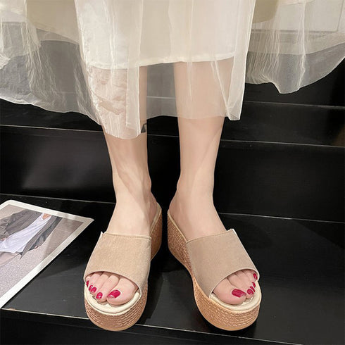 ウェッジソール 厚底サンダル 履きやすい レディース コンフォートサンダル 痛くない ミュールサンダル 歩きやすい ジュート風サンダル おしゃれカジュアルシューズ 86JIANL-030