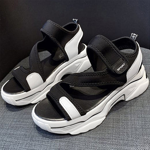 厚底 スポーツサンダル マジックテープ レディース カジュアル ベルクロサンダル 美脚 サマーサンダル 疲れにくい 夏スニーカーサンダル コンフォート靴 配色 86JIANL-032