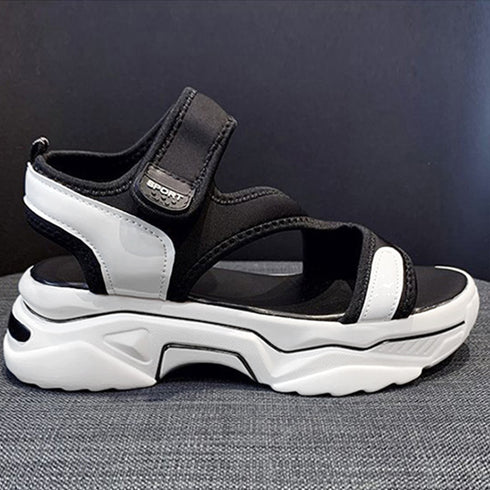 厚底 スポーツサンダル マジックテープ レディース カジュアル ベルクロサンダル 美脚 サマーサンダル 疲れにくい 夏スニーカーサンダル コンフォート靴 配色 86JIANL-032