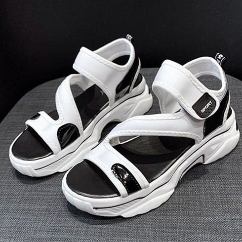 厚底 スポーツサンダル マジックテープ レディース カジュアル ベルクロサンダル 美脚 サマーサンダル 疲れにくい 夏スニーカーサンダル コンフォート靴 配色 86JIANL-032