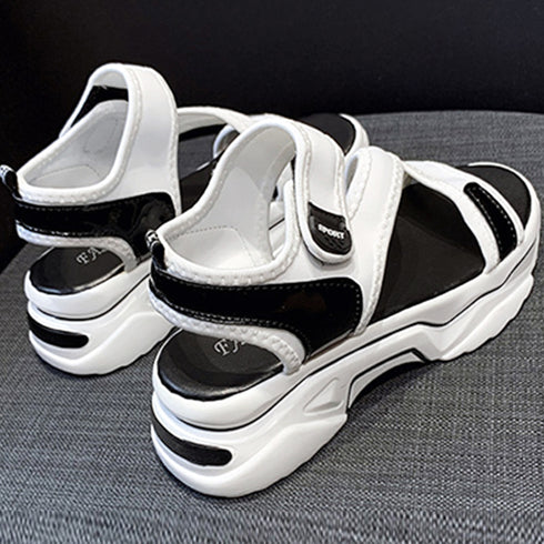 厚底 スポーツサンダル マジックテープ レディース カジュアル ベルクロサンダル 美脚 サマーサンダル 疲れにくい 夏スニーカーサンダル コンフォート靴 配色 86JIANL-032