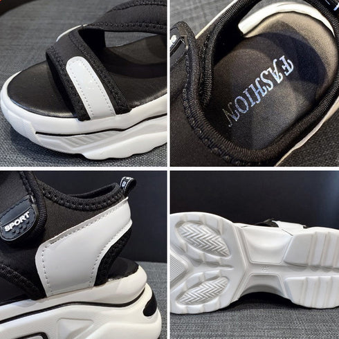 厚底 スポーツサンダル マジックテープ レディース カジュアル ベルクロサンダル 美脚 サマーサンダル 疲れにくい 夏スニーカーサンダル コンフォート靴 配色 86JIANL-032