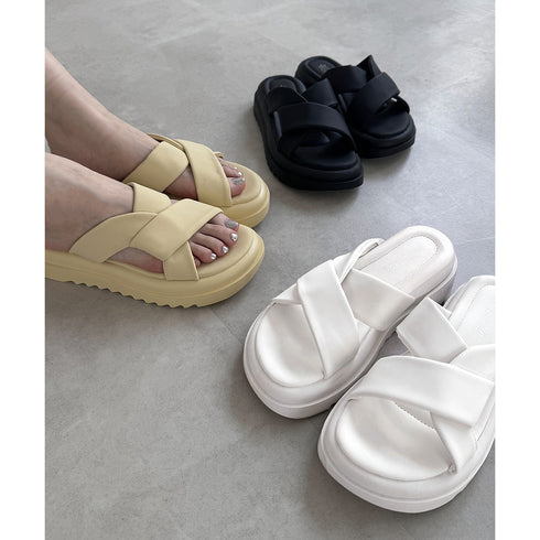 厚底サンダル レディースフラットサンダル 軽量おしゃれ サマーサンダル 夏海 履きやすい カジュアルシューズ オルチャン 歩きやすいクロスベルトサンダル 美脚韓国 86JIANL-033