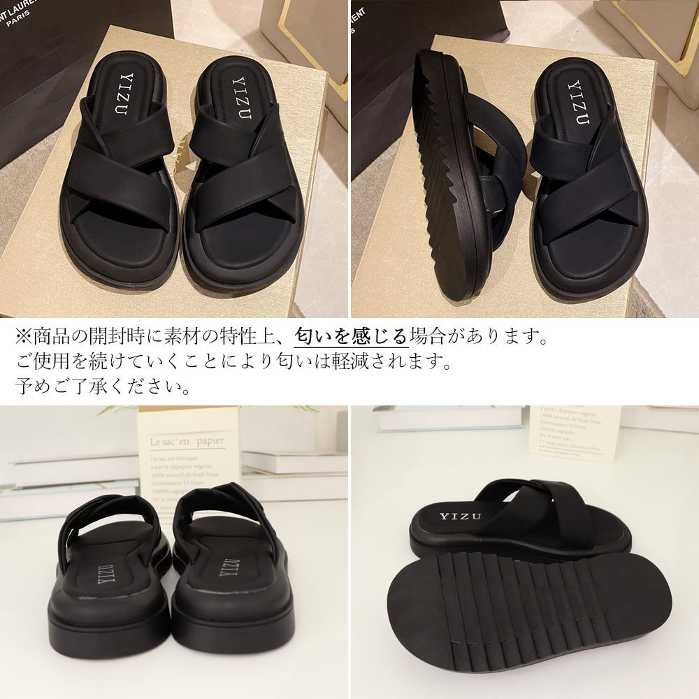 厚底サンダル レディースフラットサンダル