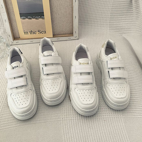 厚底スニーカー ベルクロ レディース美脚 ローカット スニーカー マジックテープ 履きやすい カジュアル シューズ PUレザ ローヒール 靴 通勤通学 歩きやすい 86JIANL-037