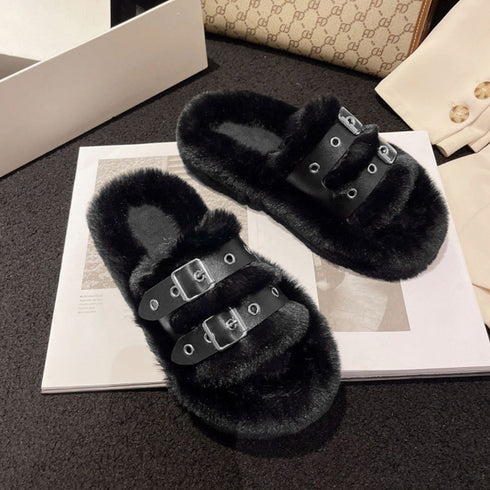 ファーサンダル レディース ボアサンダル 韓国ふわふわ 厚底サンダル ぺたんこ ファースリッパ 歩きやすい おしゃれつっかけ 暖かい もこもこ ルームシューズ秋冬 86JIANL-038