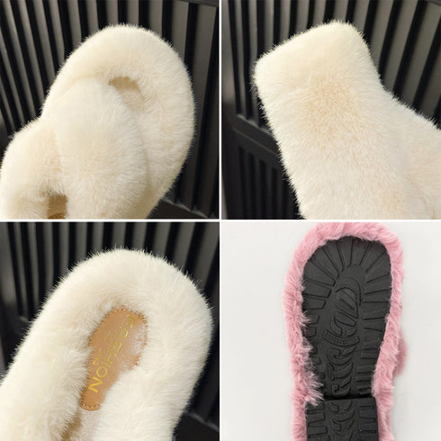 ファーサンダル 厚底 韓国ファースリッパ もこもこ あったか フラットシューズ 歩きやすい レディース フェイクファーサンダル ふわふわ ルームシューズ 疲れない 86JIANL-040