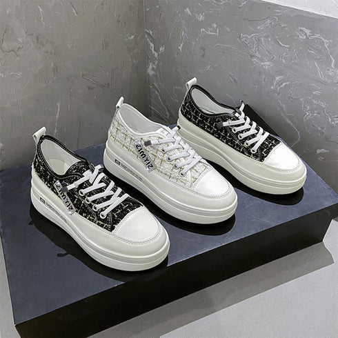 ツイードスニーカー 厚底シューズ 韓国 レディース ダッドスニーカー シークレットシューズ 身長up コンフォート おしゃれ ボリュームソール靴 高見え 人気 86JIANL-041