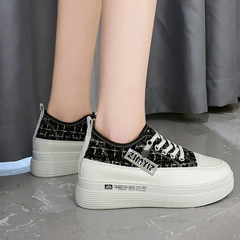 ツイードスニーカー 厚底シューズ 韓国 レディース ダッドスニーカー シークレットシューズ 身長up コンフォート おしゃれ ボリュームソール靴 高見え 人気 86JIANL-041